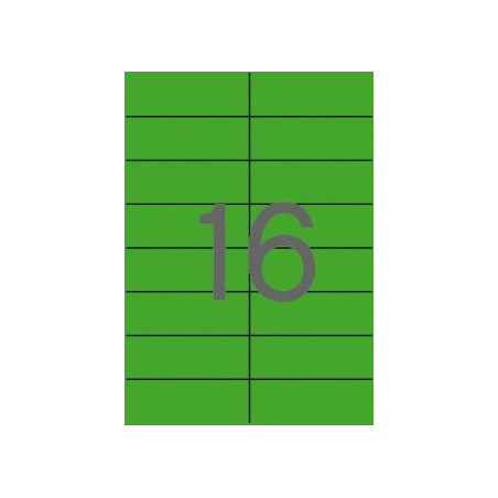 (01598) APLI ETIQUETAS ADHESIVAS 105X37MM INKJET/LÁSER C/RECTOS 16 X 20H VERDE FLUORESCENTE