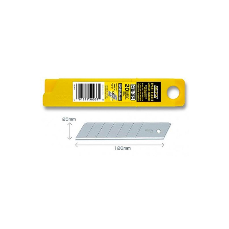 (HB-20) OLFA REPUESTO CUTTER 100X25MM / CUCHILLA FRACTURABLE 20 CUCHILLAS (HB-20) OLFA REPUESTO CUTTER 100X25MM / CUCHILLA FRACTURABLE 20 CUCHILLAS