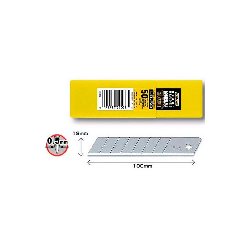 (LB-50) OLFA REPUESTO CUTTER 100X18MM / CUCHILLA FRACTURABLE 50 CUCHILLAS (LB-50) OLFA REPUESTO CUTTER 100X18MM / CUCHILLA FRACTURABLE 50 CUCHILLAS