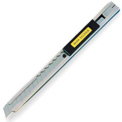 (SILVER) OLFA CUTTER SILVER  / CUCHILLA FRACTURABLE DE 9 MM / SISTEMA AVANCE CUCHILLA AUTOMATICO