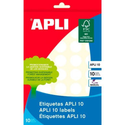 (01628) APLI ETIQUETAS ADHESIVAS CIRCULARES Ø19MM ESCRITURA MANUAL 40 X 10H BLANCO