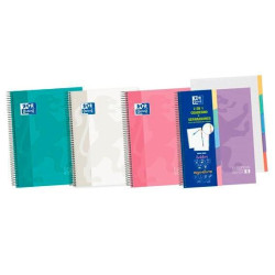 (400135623) OXFORD CUADERNO EUROPEANBOOK 5 CLASSIC PESTAÑAS MICROPERFORADO 100H A5+ 5X5 5 T/EXTRADURA  C/SURTIDOS PASTEL