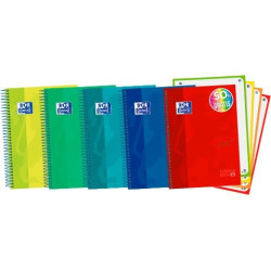 (400138670) OXFORD CUADERNO TOUCH EUROPEANBOOK 4 MICROPERFORADO 120H A5+ 5X5 T/EXTRADURA PACK 5 UD C/SURTIDOS VIVOS