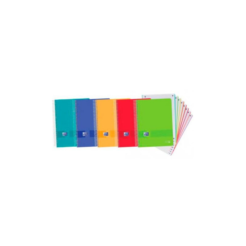 (400149423) OXFORD CUADERNO LIVE&GO EUROPEANBOOK 8 MICROPERFORADO 160H A4+ 5X5 TAPA DE PLÁSTICO C/SURTIDOS VIVOS