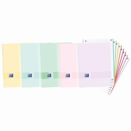 (400158956) OXFORD CUADERNO LIVE&GO EUROPEANBOOK 8 MICROPEERFORADO 160H A4+ 5X5 TAPA DE PLÁSTICO C/SURTIDOS PASTEL