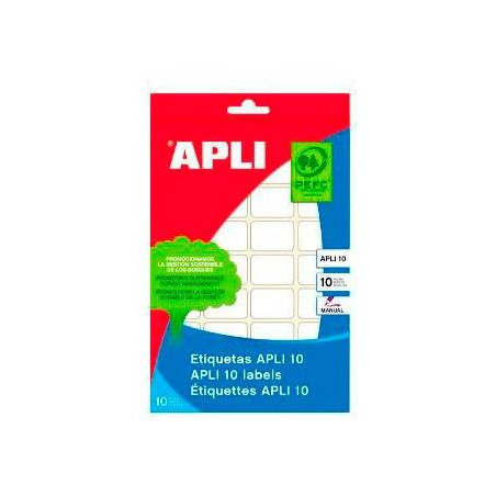 (01646) APLI ETIQUETAS ADHESIVAS 25X40MM ESCRITURA MANUAL C/ROMOS 16 X 10H BLANCO