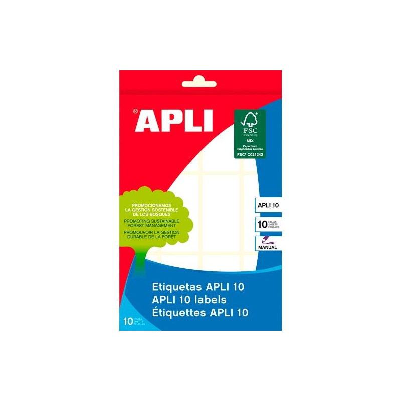 (01647) APLI ETIQUETAS ADHESIVAS 26X54MM ESCRITURA MANUAL C/ROMOS 12 X 10H BLANCO (01647) APLI ETIQUETAS ADHESIVAS 26X54MM ESCRITURA MANUAL C/ROMOS 12 X 10H BLANCO
