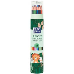 (400180377) OXFORD LÁPICES DE COLORES ANIMAL BESTIES C/SURTIDOS ESTUCHE 12 UD + 1 SACAPUNTAS