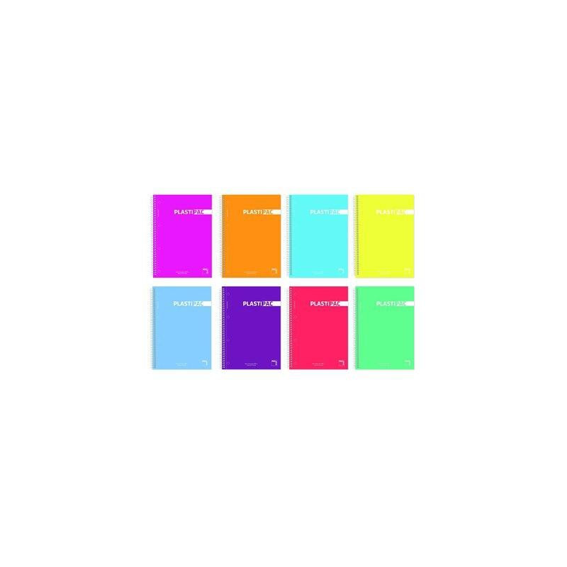 (16468) PACSA CUADERNO PLASTIPAC 80H FOLIO 90GR 5X5MM TAPAS PP PACK 5 UD COLORES SURTIDOS