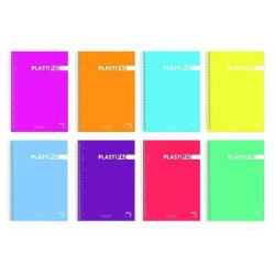 (16476) PACSA CUADERNO PLASTIPAC 80H FOLIO 90GR CUADRICULA 46 TAPAS PP PACK 5 UD C/SURTIDOS
