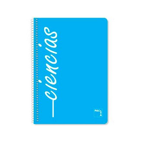 (16524) PACSA CUADERNO ASIGNATURAS 80H FOLIO 90GR 4X4MM TAPAS PP PACK 4 UD "CIENCIAS"