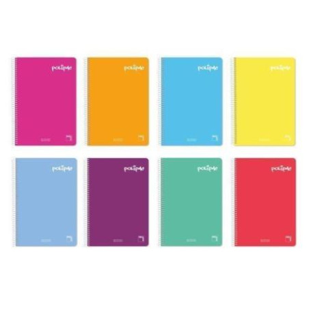 (16955) PACSA CUADERNO POLIPAC 80H FOLIO 70GR 1 LINEA TAPAS PP PACK 5 UD COLORES SURTIDOS