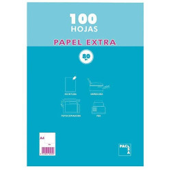 (21813) PACSA PAQUETE PAPEL EXTRA 100H A4 80GR 4X4MM SIN TALADROS RETRACTILADO BLANCO