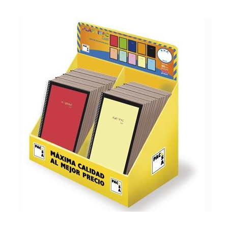 (E22/02) PACSA CUADERNO PLASTIPAC SERIE LUX 80H FOLIO 100GR 4X4MM EXPOSITOR 40 UD TAPA PP C/SURTIDOS VIVOS/PASTEL