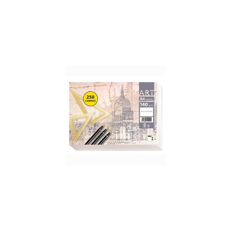 (22020) PACSA PAPEL DE DIBUJO SERIE ART PAQUETE 250 LÁMINAS A4 140GR LISO SIN RECUADRO BLANCO (22020) PACSA PAPEL DE DIBUJO SERIE ART PAQUETE 250 LÁMINAS A4 140GR LISO SIN RECUADRO BLANCO