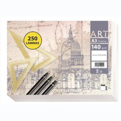 (22021) PACSA PAPEL DE DIBUJO SERIE ART PAQUETE 250 LÁMINAS A3 140GR LISO SIN RECUADRO BLANCO