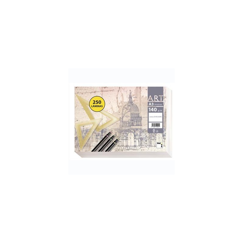 (22021) PACSA PAPEL DE DIBUJO SERIE ART PAQUETE 250 LÁMINAS A3 140GR LISO SIN RECUADRO BLANCO (22021) PACSA PAPEL DE DIBUJO SERIE ART PAQUETE 250 LÁMINAS A3 140GR LISO SIN RECUADRO BLANCO