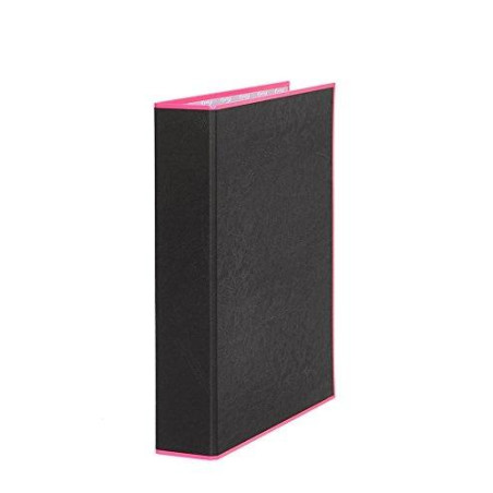 (992202) PARDO CARPETA ANILLAS 2X25MM A4 FORRADO NEGRO SOFT CON BORDE NEON ROSA