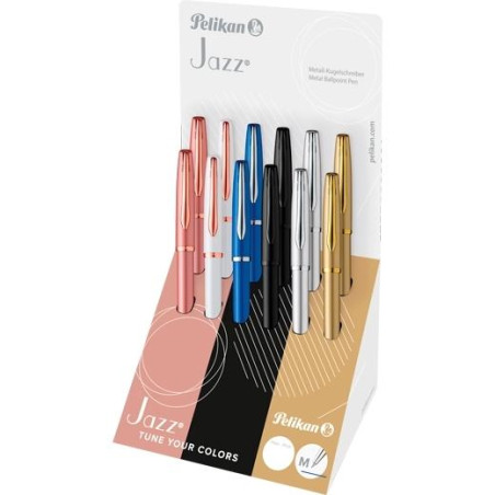 (100435983) PELIKAN BOLÍGRAFO JAZZ NOBLE ELEGANCE TINTA AZUL C/SURTIDOS EXPOSITOR 12 UD