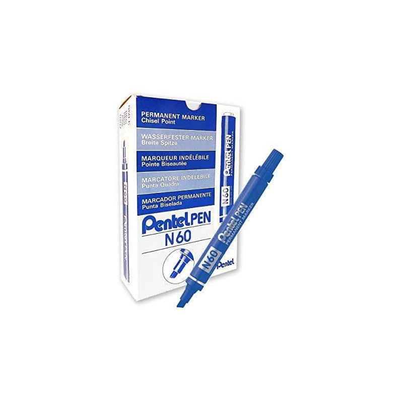 (N60-PENTEL-C) PENTEL PEN N60 MARCADOR PERMANENTE ALUMINIO PUNTA BISELADA AZUL -12U- (N60-PENTEL-C) PENTEL PEN N60 MARCADOR PERMANENTE ALUMINIO PUNTA BISELADA AZUL -12U-