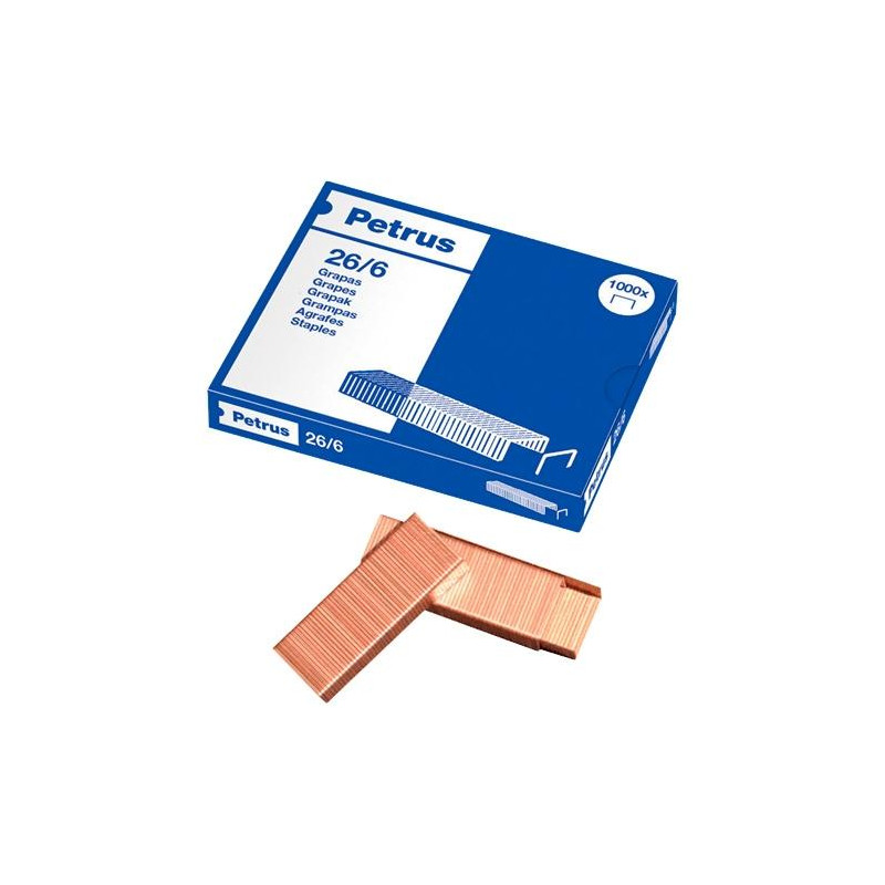 (55710) PETRUS GRAPAS 26/6 CAJA DE 1000 UD COBREADAS (55710) PETRUS GRAPAS 26/6 CAJA DE 1000 UD COBREADAS