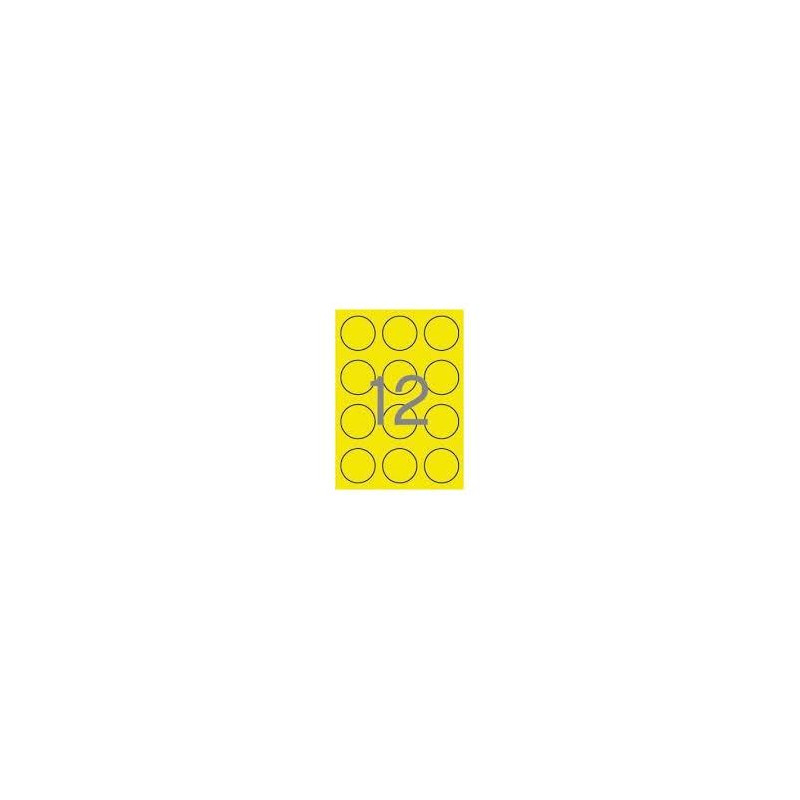 (02866) APLI ETIQUETAS ADHESIVAS CIRCULARES Ø60MM LÁSER 12 X 20H AMARILLO FLUORESCENTE