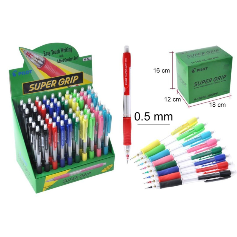 (H-185-SL-60DPK) PILOT EXPOSITOR PORTAMINAS H-185 SUPERGRIP 0.5 CON GOMA EXPOSITOR 60 UD C/SURTIDOS (H-185-SL-60DPK) PILOT EXPOSITOR PORTAMINAS H-185 SUPERGRIP 0.5 CON GOMA EXPOSITOR 60 UD C/SURTIDOS