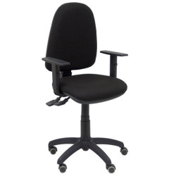 (04SBALI840B10RP) PIQUERAS Y CRESPO SILLA AYNA S REGULABLE EN ALTURA C/ BRAZOS REGULABLES RUEDAS PARQUÉ TEJIDO BALI NEGRO