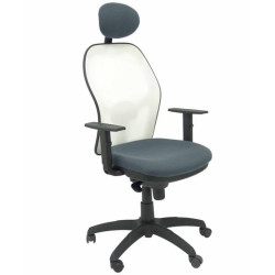 (15SBBALI600C) PIQUERAS Y CRESPO SILLA JORQUERA BRAZOS REGULABLES C/CABECERO FIJO MALLA BLANCA ASIENTO BALI GRIS OSCURO