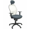 (15SBBALI600C) PIQUERAS Y CRESPO SILLA JORQUERA BRAZOS REGULABLES C/CABECERO FIJO MALLA BLANCA ASIENTO BALI GRIS OSCURO