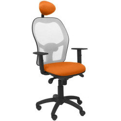 (15SGRBALI308C) PIQUERAS Y CRESPO SILLA JORQUERA BRAZOS/R CABECERO FIJO RESPALDO MALLA GRIS ASIENTO BALI NARANJA