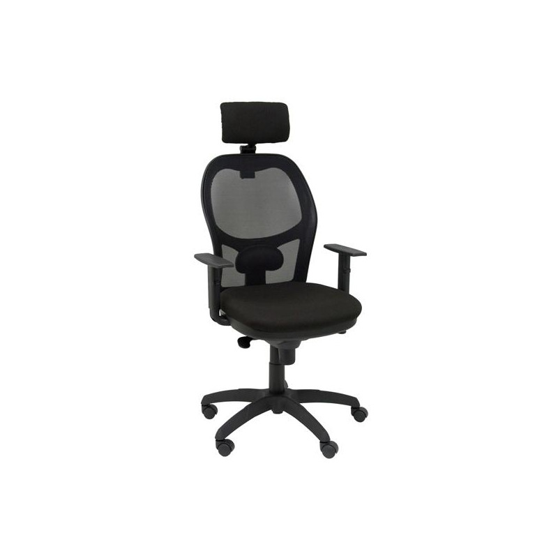 (15SNBALI840CRG) PIQUERAS Y CRESPO SILLA JORQUERA BRAZOS REGULABLES C/CABECERO REGULABLE MALLA NEGRA ASIENTO BALI NEGRO