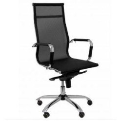 (203DBNE) PIQUERAS Y CRESPO SILLÓN BARRAX BASCULANTE REGULABLE/A BRAZOS/F RUEDAS DE GOMA MALLA NAILON NEGRO