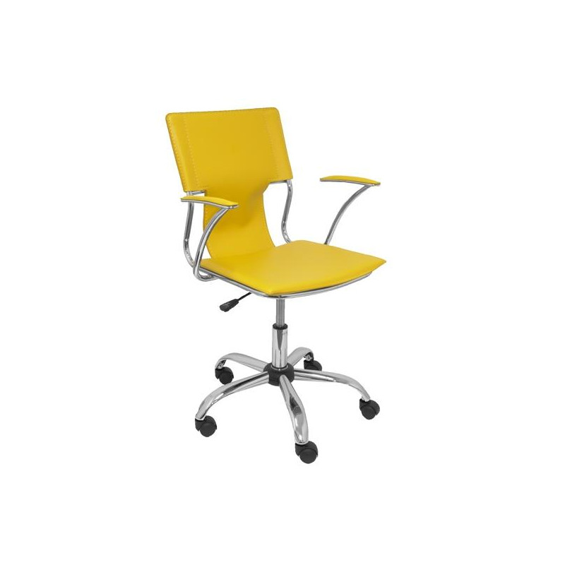 (214AM) PIQUERAS Y CRESPO SILLA BOGARRA GIRATORIA BRAZOS/F CHASIS CROMADO TAPIZADO SIMILPIEL AMARILLO (214AM) PIQUERAS Y CRESPO SILLA BOGARRA GIRATORIA BRAZOS/F CHASIS CROMADO TAPIZADO SIMILPIEL AMARILLO