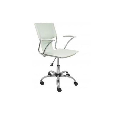 (214BL) PIQUERAS Y CRESPO SILLA BOGARRA GIRATORIA BRAZOS/F CHASIS CROMADO TAPIZADO SIMILPIEL BLANCA