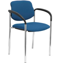 (27CRBALI200CB) PIQUERAS Y CRESPO SILLA FIJA STYL B/FIJOS CHASIS CROMO TEJIDO BALI AZUL MARINO