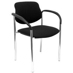 (27CRBALI840CB) PIQUERAS Y CRESPO SILLA FIJA STYL B/FIJOS CHASIS CROMO TEJIDO BALI NEGRO