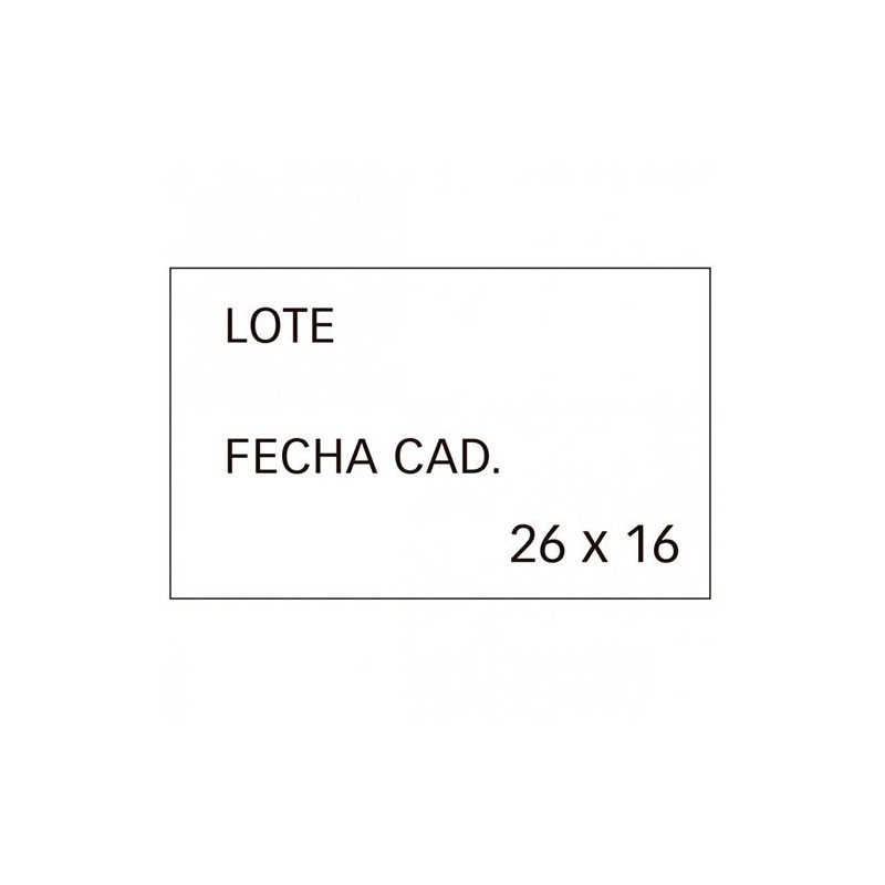 (101950) APLI ETIQUETAS PARA ETIQUETADORA DE PRECIOS IMPRESAS 'LOTE' + 'FECHA CAD' 26X16MM 6 ROLLOS DE 1000 BLANCO (101950) APLI ETIQUETAS PARA ETIQUETADORA DE PRECIOS IMPRESAS 'LOTE' + 'FECHA CAD' 26X16MM 6 ROLLOS DE 1000 BLANCO