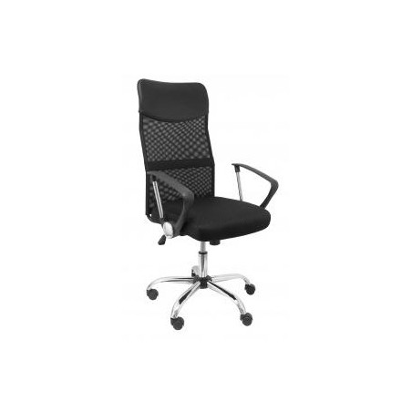(31DBNE) PIQUERAS Y CRESPO SILLA GONTAR GIRATORIA BASCULANTE B/FIJOS RESPALDO MALLA NEGRA ASIENTO TAPIZADO NEGRO