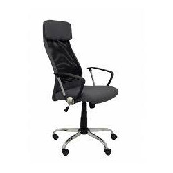 (32DBD840) PIQUERAS Y CRESPO SILLÓN DE DIRECCIÓN ESTERAS BASCULANTE B/FIJOS RESPALDO DE MALLA ASIENTO NEGRO