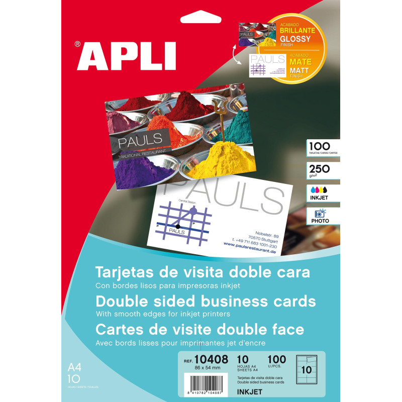 (10408) APLI TARJETAS VISITA DOBLE CARA BLANCO PARA INKJET (10408) APLI TARJETAS VISITA DOBLE CARA BLANCO PARA INKJET