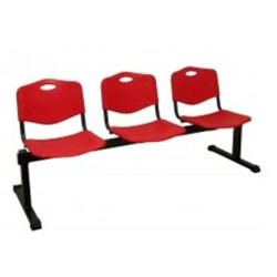 (B3PIRJ) PIQUERAS Y CRESPO BANCADA ISO 3 PLAZAS ASIENTO Y RESPALDO PVC ROJO