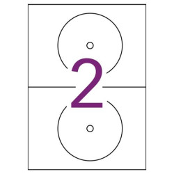 (10600) APLI ETIQUETAS ADHESIVAS CD/DVD TAMAÑO MEGA INKJET/LÁSER 2 X 25H BLANCO MATE