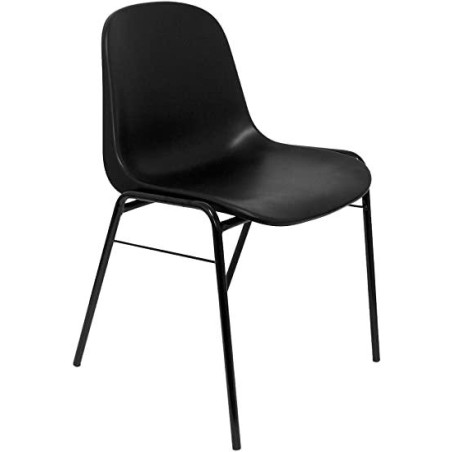 (PACK423NE) PIQUERAS Y CRESPO PACK DE 4 SILLAS FIJAS APILABLES BETA ASIENTO Y RESPALDO PVC NEGRO