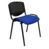 (PACK426PRARAN229) PIQUERAS Y CRESPO PACK DE 4 SILLAS FIJAS APILABLES PÉTROLA RESPALDO PVC NEGRO Y ASIENTO TAPIZADO ARAN AZUL