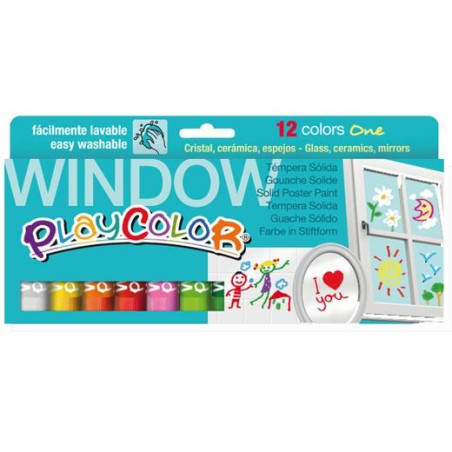 (02011) PLAYCOLOR PINTURA PARA CRISTALES EN BARRA ESTUCHE DE 12 C/SURTIDOS