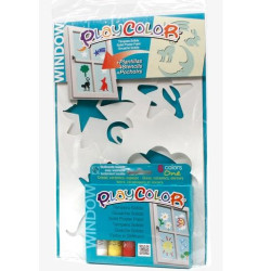 (09121) PLAYCOLOR PACK WINDOW 6 TÉMPERAS SÓLIDAS COLORS ONE + PLANTILLAS PARA DECORACIÓN