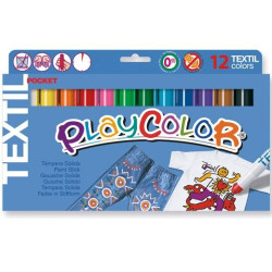 (10561) PLAYCOLOR TÉMPERAS SÓLIDAS TEXTIL POCKET EN BARRA ESTUCHE DE 12 C/SURTIDOS