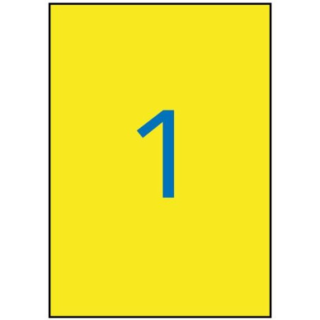 (12877) APLI ETIQUETAS ADHESIVAS RESISTENTES INTERPERIE 210X297MM LÁSER C/RECTOS 1 X 20H AMARILLO