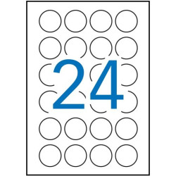 (13883) APLI ETIQUETAS ADHESIVAS CIRCULARES Ø40MM INKJET/LÁSER 24 X 25H BLANCO